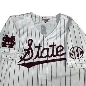 ProSphere Mens XL Pullover Baseball Jersey White Pinstripe State SEC